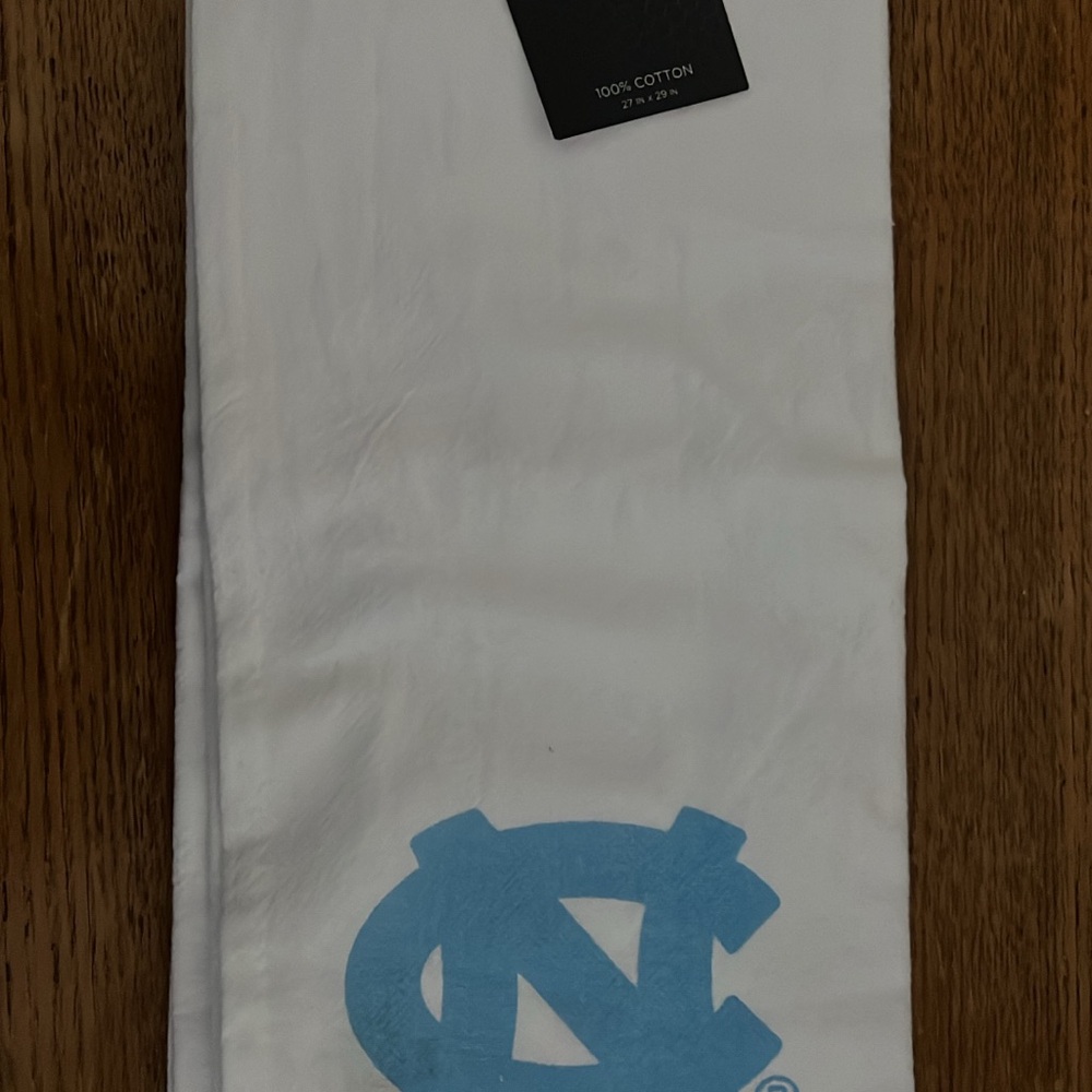 UNC White Cotton Towel with Blue Logo
